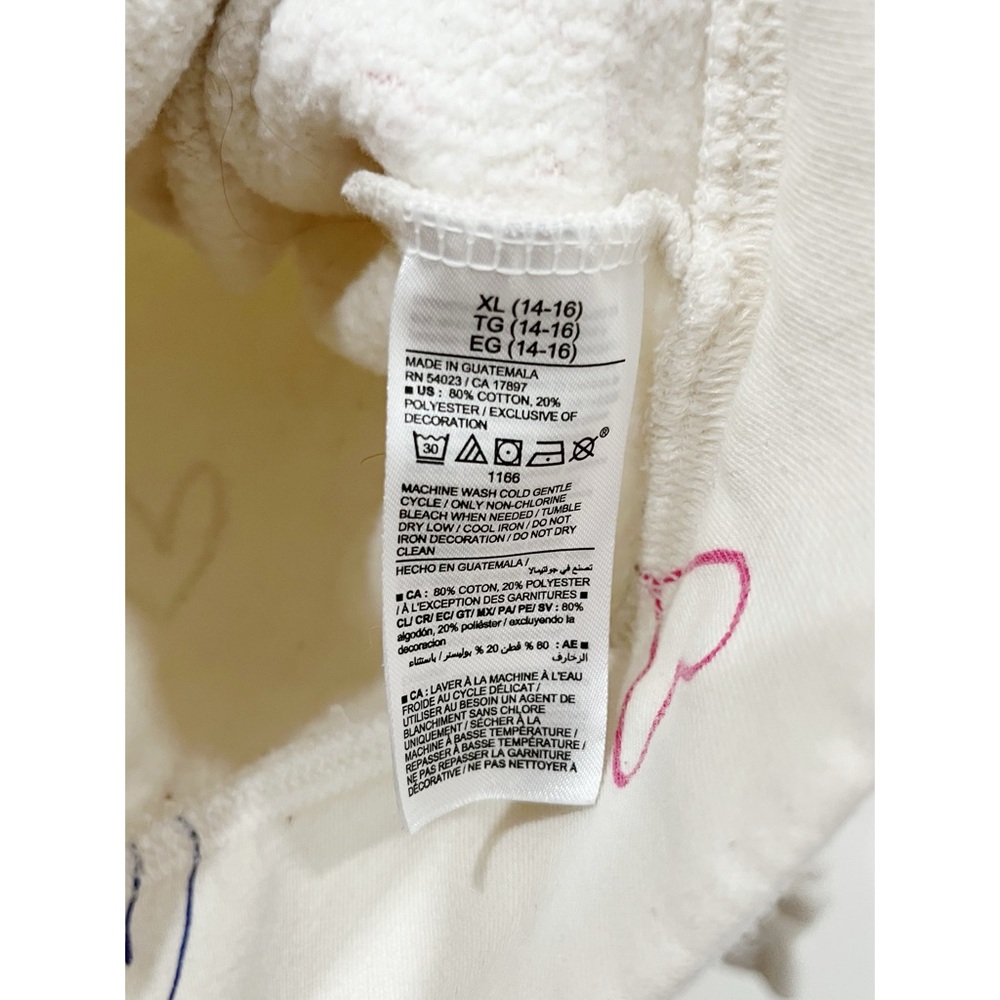 Old Navy Girls Heart Print Fleece Lined Zip Hoodie Jacket XL 14-16 White - Picture 6 of 9